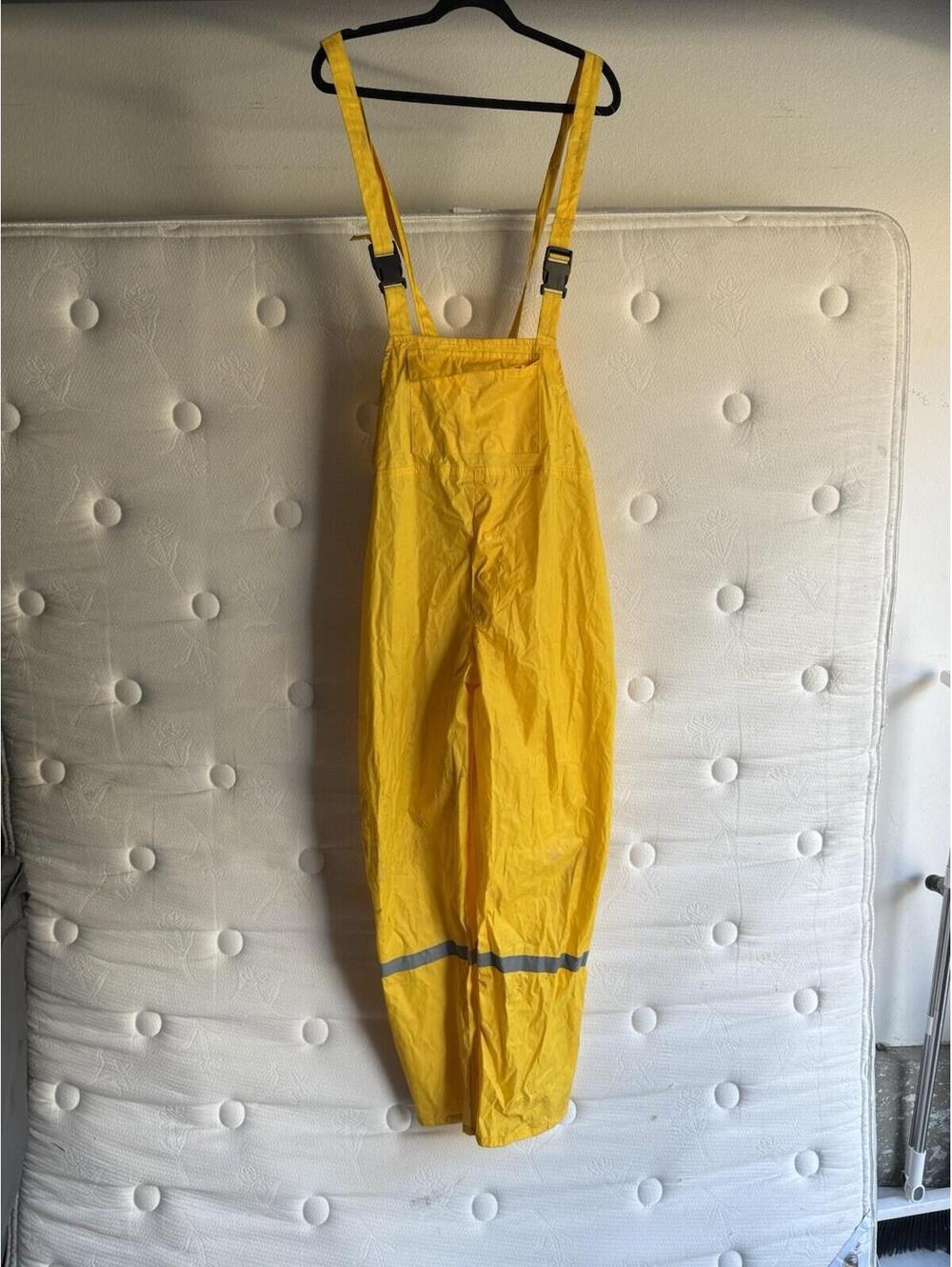 Yellow Waterproof Rain Bib Overalls PVC Polyester Size XL